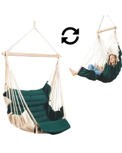 SoftChair Emerald FSC&trade; zertifiziert H&auml;ngesessel gepolstert wetterfest  gr&uuml;n-creme by MacaMex MA-11503 color gr&uuml;n