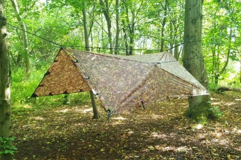 DD Tarp PRO 3 x 3 m MC Camo mit 21 Fixierungspunkten und Schnallen zum Verbinden by DD Hammocks DD-21380 color camouflage
