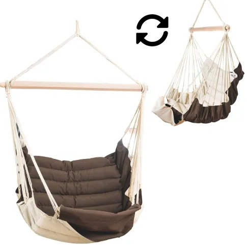 SoftChair Terra FSC&trade; zertifiziert H&auml;ngesessel gepolstert braun-creme wetterfest by MacaMex MA-11502 color braun