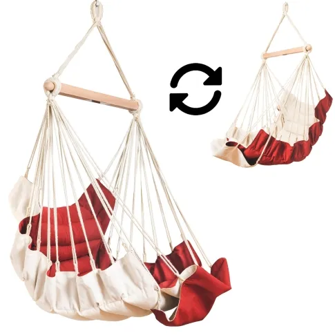 SoftChair Hot Chocolate FSC&trade; zertifiziert H&auml;ngesessel gepolstert rot-creme  wetterfest by MacaMex MA-11501 color rot