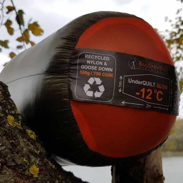 Underquilt GLOW™ -12 - Kälteschutz mit recycelten Daunen 140 cm breit by Bushmen BU-1HAUNGL-12 color braun
