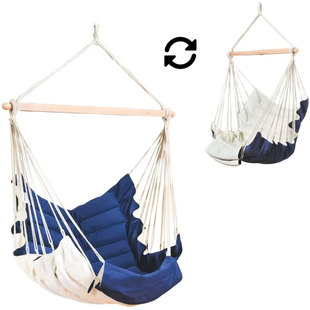 SoftChair Blue FSC™ Hängesessel gepolstert blau - creme wetterfest by MacaMex MA-11504 color blau