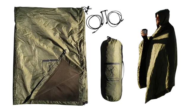 THERMO - Blanket™ Poncho Underquilt-isoliert, hält warm und trocken by Bushmen BU-1THBKET color grün