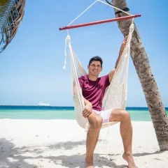 Mexikanischer Netz-Hängesessel Deluxe natur weiß Baumwolle