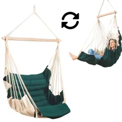 SoftChair Emerald FSC&trade; zertifiziert H&auml;ngesessel gepolstert wetterfest  gr&uuml;n-creme by MacaMex MA-11503 color gr&uuml;n